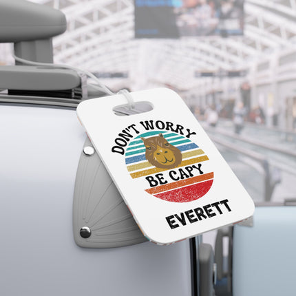 Kids School Backpack Tag | Capybara Schoolbag Label | Back to School Personalized Label | Don't Worry Be Capy | Child Backpack Tag