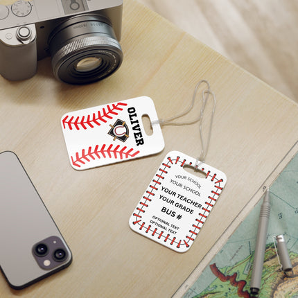 Kids School Backpack Tag | Baseball Schoolbag Label | Back to School Personalized Label | Personalized Child Backpack