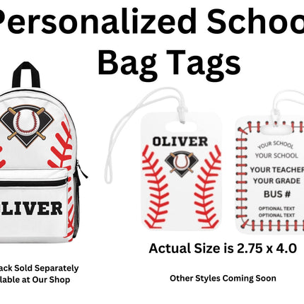 Kids School Backpack Tag | Baseball Schoolbag Label | Back to School Personalized Label | Personalized Child Backpack