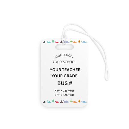 Kids School Backpack Tag | Dinosaur Schoolbag Label | Back to School Personalized Label | Personalized Kids Backpack