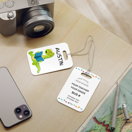 Kids School Backpack Tag | Dinosaur Schoolbag Label | Back to School Personalized Label | Personalized Kids Backpack