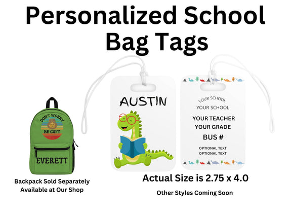 Kids School Backpack Tag | Dinosaur Schoolbag Label | Back to School Personalized Label | Personalized Kids Backpack
