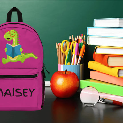 Kids Dinosaur School Backpack | Personalized School Bag | Pink Book Bag