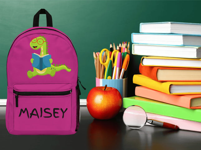 Kids Dinosaur School Backpack | Personalized School Bag | Pink Book Bag