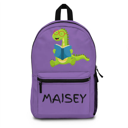 Kids Dinosaur School Backpack | Personalized School Bag | Purple Book Bag