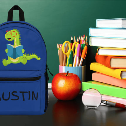 Kids Dinosaur School Backpack | Personalized School Bag | Dark Blue Book Bag