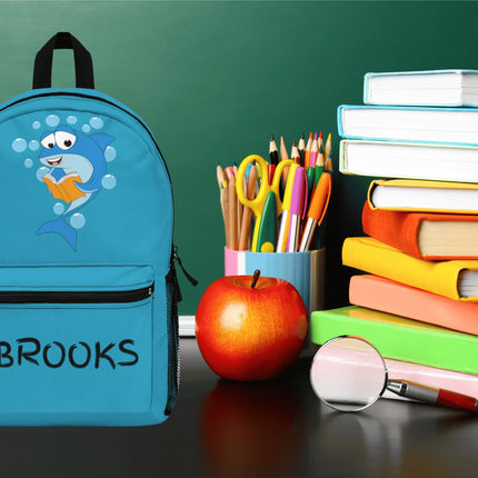 Kids Shark School Backpack | Personalized School Bag | Turquoise Book Bag