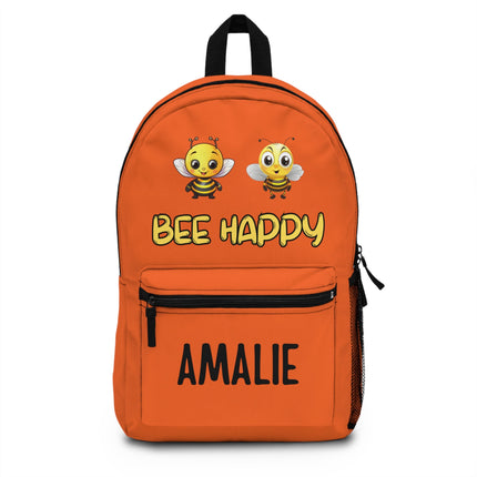 Kids Bee Happy School Backpack | Personalized School Bag | Orange Book Bag