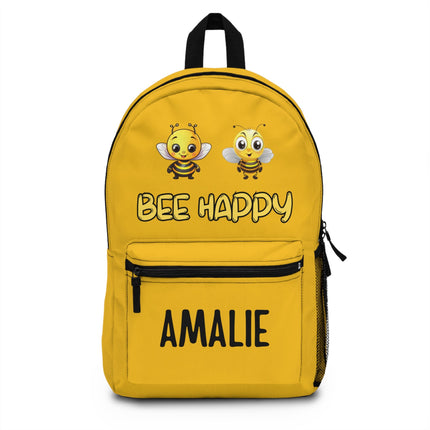 Kids Bee Happy School Backpack | Personalized School Bag | Yellow Book Bag