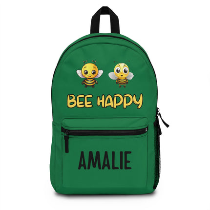 Kids Bee Happy School Backpack | Personalized School Bag | Green Book Bag