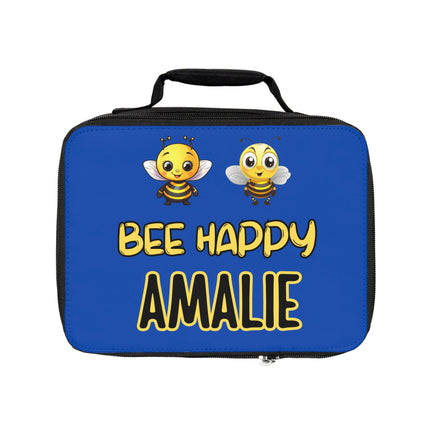 Bee Happy Lunch Bag | Personalized Kids Lunch Box | Dark Blue School Lunch Bag | Insulated Lunch bag