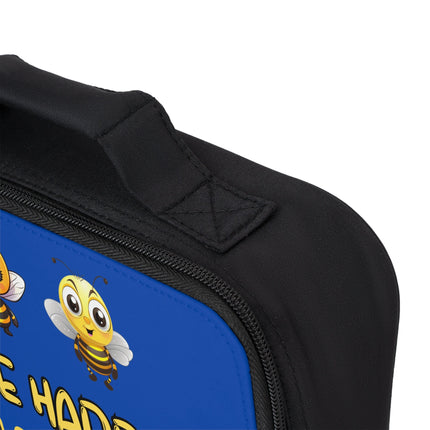 Bee Happy Lunch Bag | Personalized Kids Lunch Box | Dark Blue School Lunch Bag | Insulated Lunch bag