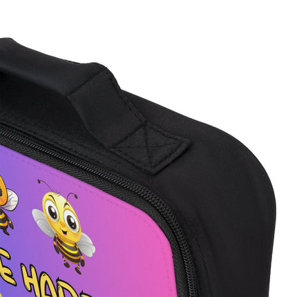Bee Happy Lunch Bag | Personalized Kids Lunch Box | Pink and Blue School Lunch Bag | Insulated Lunch Bag