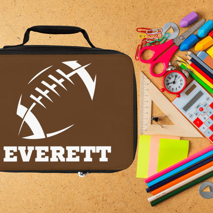 Childrens Football Lunch Bag | Personalized Kids Lunch Box | Insulated School Lunch Bag | Brown Football Backpack