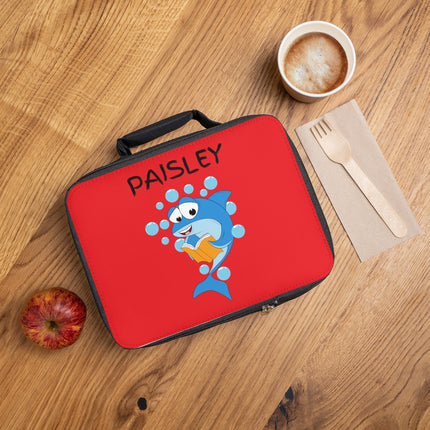 Cute Shark Lunch Bag | Personalized Kids Lunch Box | Insulated School Lunch Bag | Red Childrens Backpack