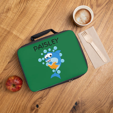 Cute Shark Lunch Bag | Personalized Kids Lunch Box | Insulated School Lunch Bag | Green Childrens Backpack