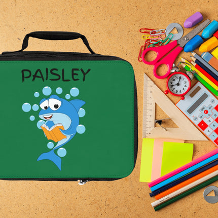 Cute Shark Lunch Bag | Personalized Kids Lunch Box | Insulated School Lunch Bag | Green Childrens Backpack