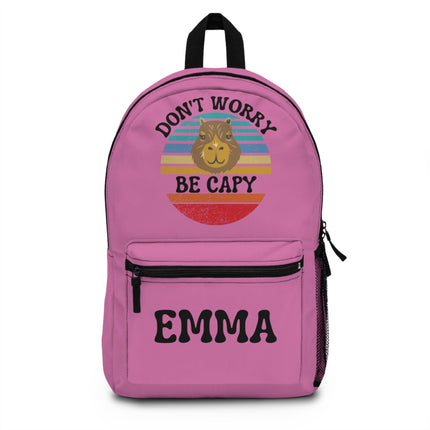 Kids Capybara School Backpack | Personalized School Bag | Pink Book Bag