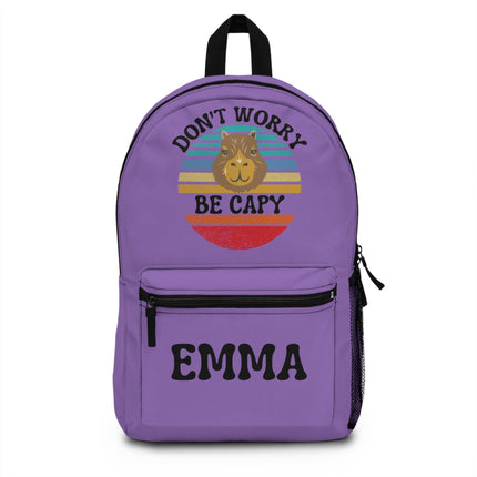 Kids Capybara School Backpack | Personalized School Bag | Light Purple Book Bag