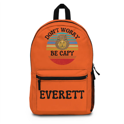Kids Capybara School Backpack | Personalized School Bag | Orange Book Bag