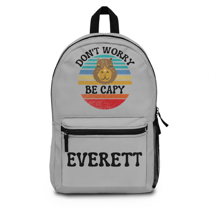 Kids Capybara School Backpack | Personalized School Bag | Light Gray Book Bag