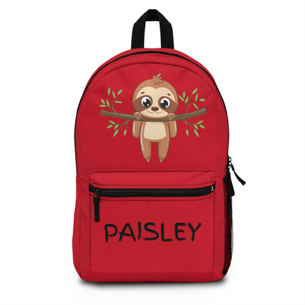 Kids Sloth School Backpack | Personalized School Bag |Red Book Bag