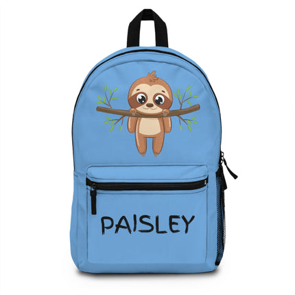 Kids Sloth School Backpack | Personalized School Bag | Light Blue Book Bag