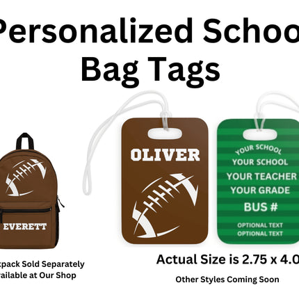 Kids School Backpack Tag | Football Schoolbag Label | Back to School Personalized Label | Personalized Child Backpack