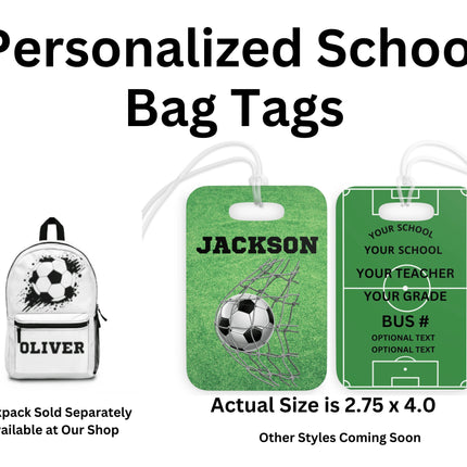 Kids School Backpack Tag | Soccer Schoolbag Label | Back to School Personalized Label | Personalized Child Backpack