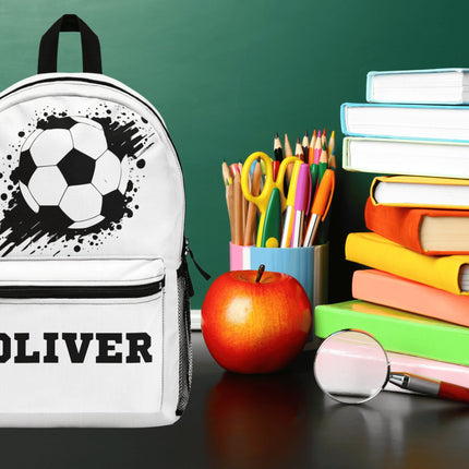 Kids Soccer School Backpack | Personalized School Bag | White Book Bag