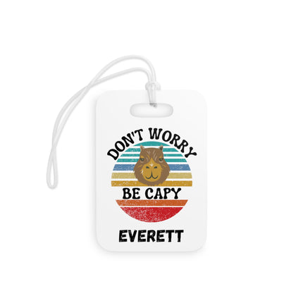 Kids School Backpack Tag | Capybara Schoolbag Label | Back to School Personalized Label | Don't Worry Be Capy | Child Backpack Tag