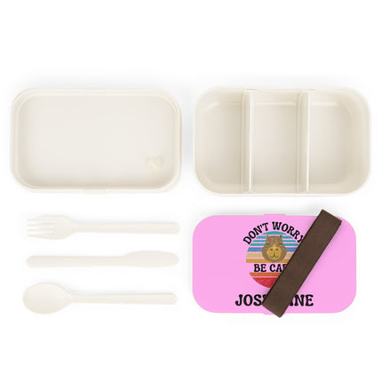 Personalized Bento Box | Don't Worry Be Capy Bento Lunch Box | Kids School Snack Container | Custom Lunch Box | Pink Child Snack Box