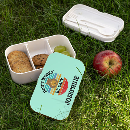 Personalized Bento Box | Don't Worry Be Capy Bento Lunch Box | Kids School Snack Container | Custom Lunch Box | Mint Green Child Snack Box