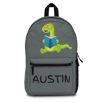 Kids Dinosaur School Backpack | Personalized School Bag | Dark Gray Book Bag