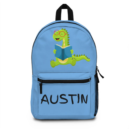 Kids Dinosaur School Backpack | Personalized School Bag | Light Blue Book Bag