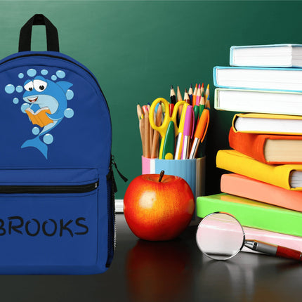 Kids Shark School Backpack | Personalized School Bag | Dark Blue Book Bag