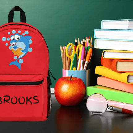 Kids Shark School Backpack | Personalized School Bag | Red Book Bag