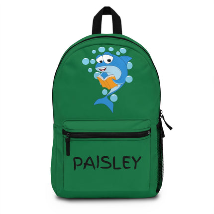 Kids Shark School Backpack | Personalized School Bag | Dark Green Book Bag