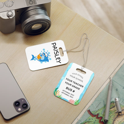 Kids School Backpack Tag | Shark Schoolbag Label | Back to School Personalized Label | Personalized Child Backpack