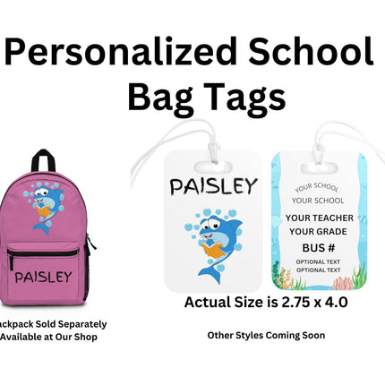 Kids School Backpack Tag | Shark Schoolbag Label | Back to School Personalized Label | Personalized Child Backpack