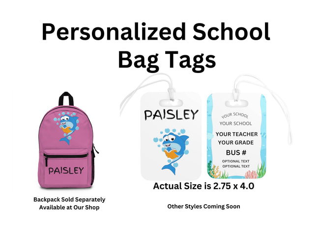 Kids School Backpack Tag | Shark Schoolbag Label | Back to School Personalized Label | Personalized Child Backpack