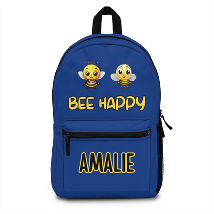 Kids Bee Happy School Backpack | Personalized School Bag | Dark Blue Book Bag