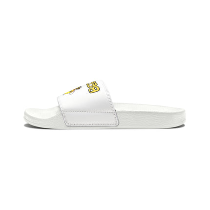 Kids Beach Sandals | Youth Flip Flops | Childrens Slide Sandals | Bee Happy White Sandals