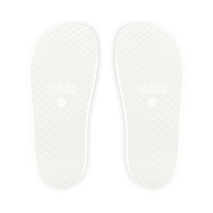 Kids Beach Sandals | Youth Flip Flops | Childrens Slide Sandals | Bee Happy White Sandals