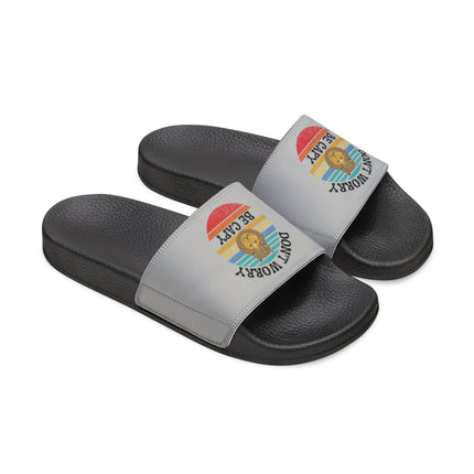 Kids Beach Sandals | Capybara Sandals | Youth Flip Flops | Childrens Slide Sandals | Retro Sandals | Don't Worry Be Capy Gray Shoes