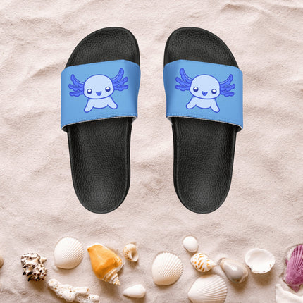 Kids Beach Sandals | Axolotl Sandals | Youth Flip Flops | Childrens Slide Sandals | Light Blue Animal Sandals