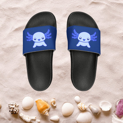 Kids Beach Sandals | Axolotl Sandals | Youth Flip Flops | Childrens Slide Sandals | Dark Blue Animal Sandals