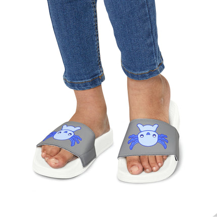 Kids Beach Sandals | Axolotl Sandals | Youth Flip Flops | Childrens Slide Sandals | Dark Blue Animal Sandals