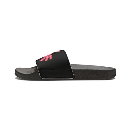 Kids Beach Sandals | Pink Axolotl Sandals | Youth Flip Flops | Childrens Slide Sandals | Black Animal Sandals
