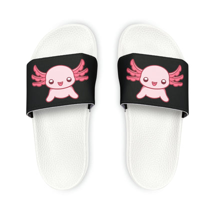 Kids Sandals | Pink Axolotl Slide Sandals | Youth Flip Flops with Black or White Soles